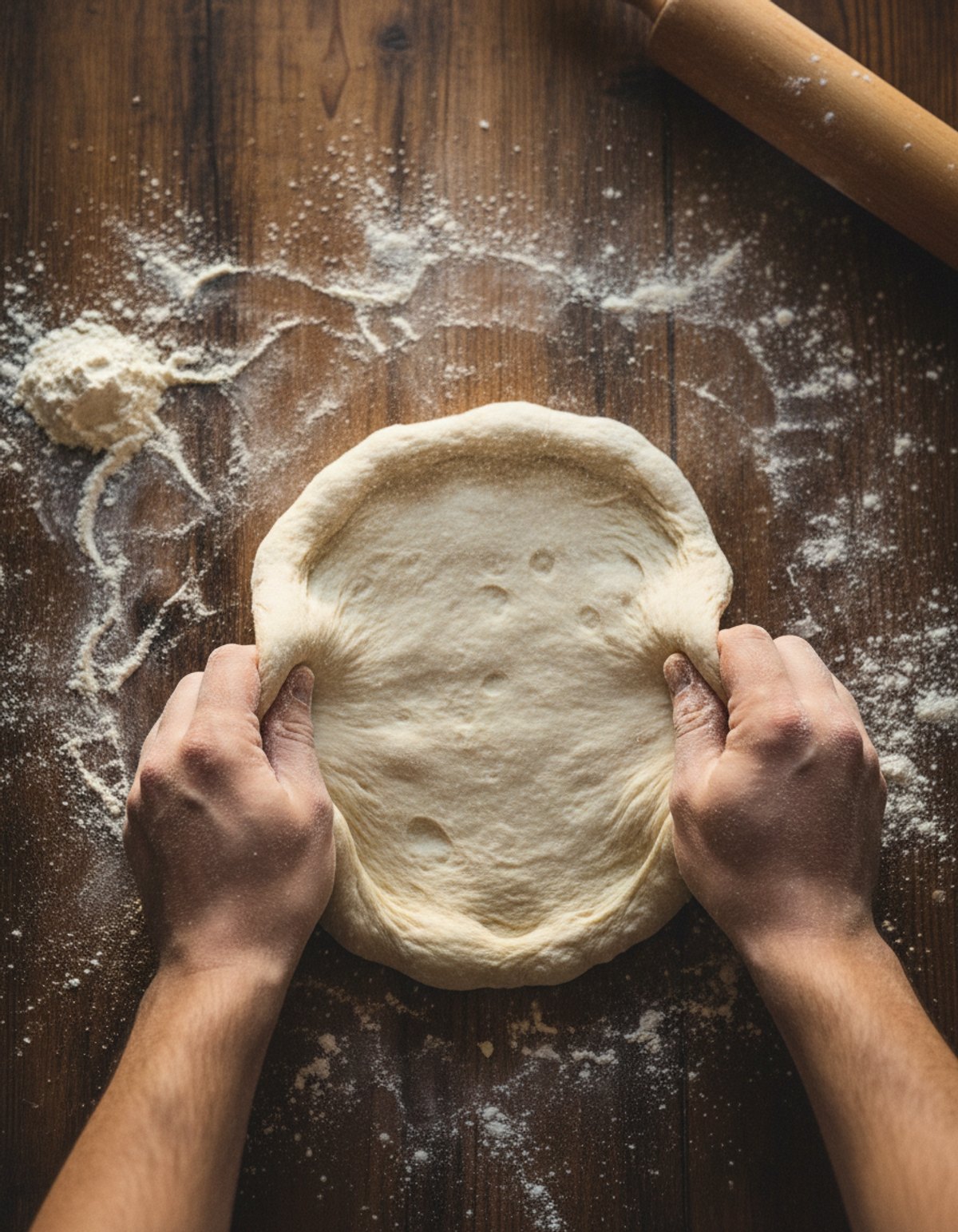 Pâte à pizza façonnée à la main