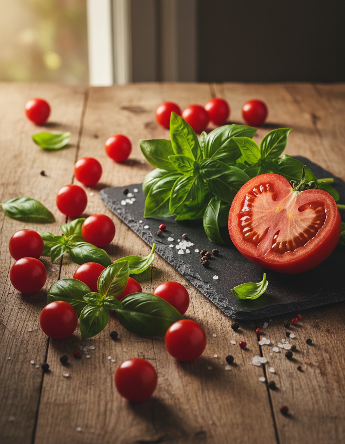 Tomates et basilic frais